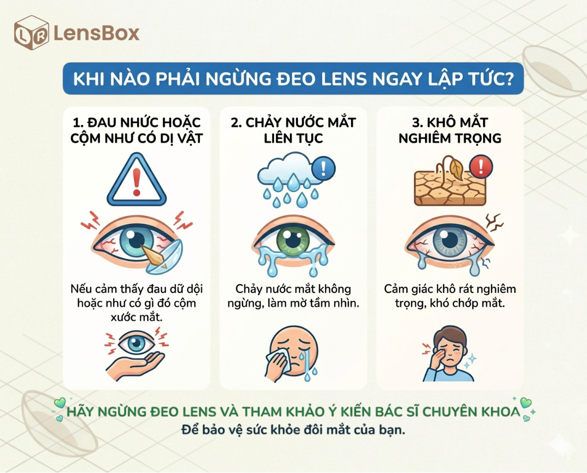 KHI NÀO PHẢI NGỪNG ĐEO LENS NGAY LẬP TỨC?