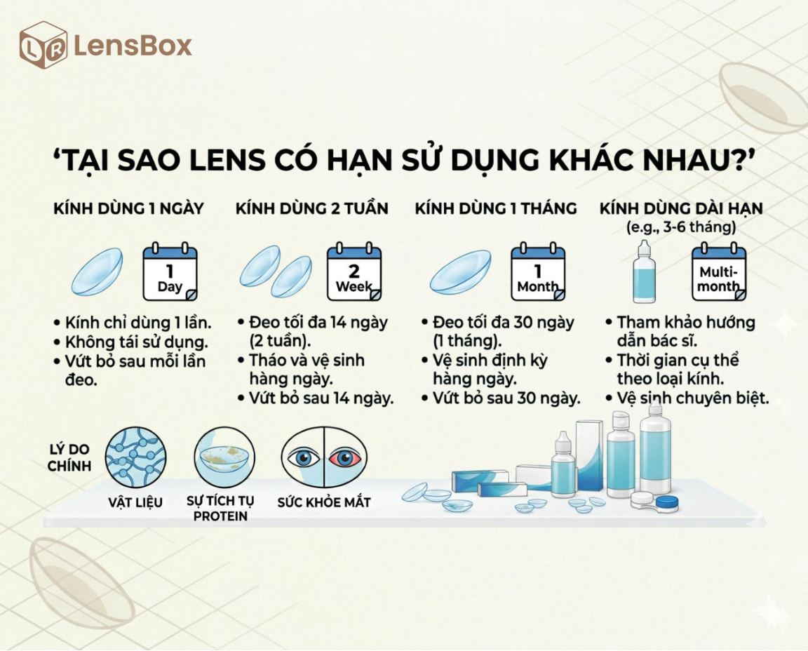 Tại sao kính áp tròng có hạn sử dụng khác nhau?
