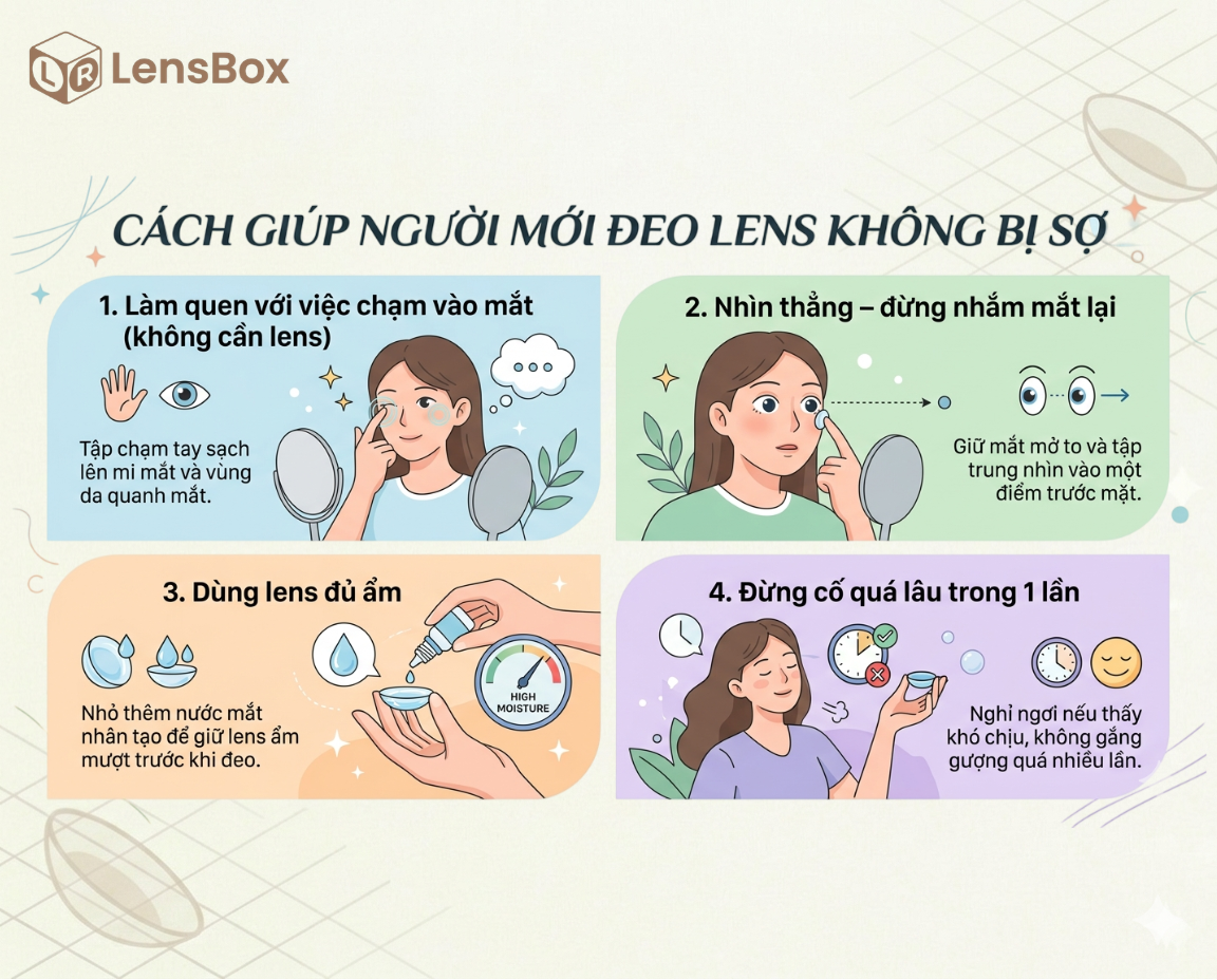 Cách giúp người mới đeo lens không bị sợ: Hướng dẫn chi tiết từ A đến Z